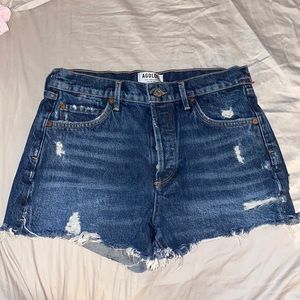 Agolde distressed high waisted jean shorts